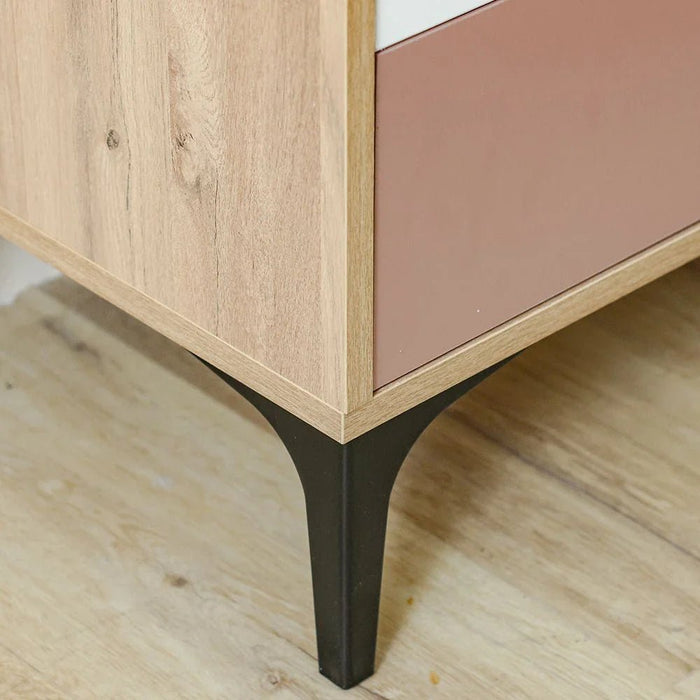 Bella 3Drawers Dresser With Mirror-Pink & Oak