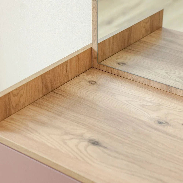 Bella 3Drawers Dresser With Mirror-Pink & Oak