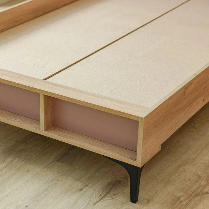 Bella 90X200 Bed W/Upholstered Headboard & Usb-Pink & Oak