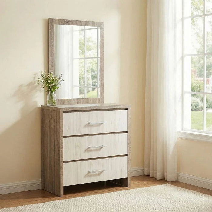 Calino 3Drawer Dresser W/Mirror-Sonoma Oak & Light Oak