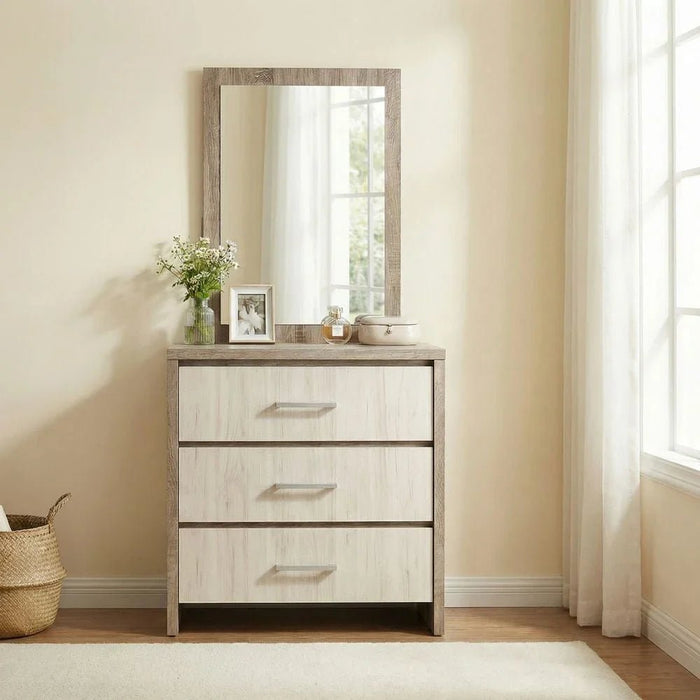 Calino 3Drawer Dresser W/Mirror-Sonoma Oak & Light Oak