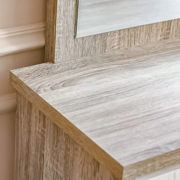 Calino 3Drawer Dresser W/Mirror-Sonoma Oak & Light Oak