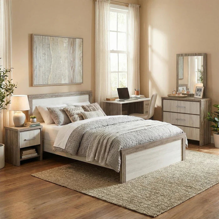 Calino 3Drawer Dresser W/Mirror-Sonoma Oak & Light Oak