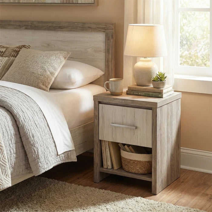 Calino 1Drawer Night Stand-Sonoma Oak & Light Oak