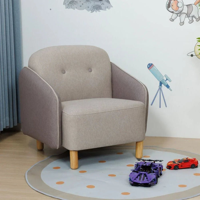 Pop 1 Seater Kids Sofa-Light Beige & Light Brown