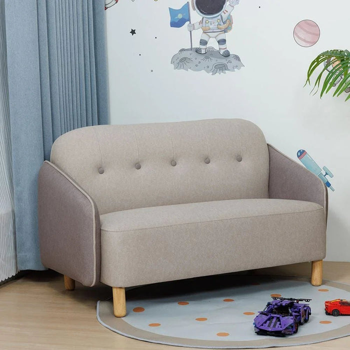 Pop 2 Seater Kids Sofa-Light Beige & Light Brown