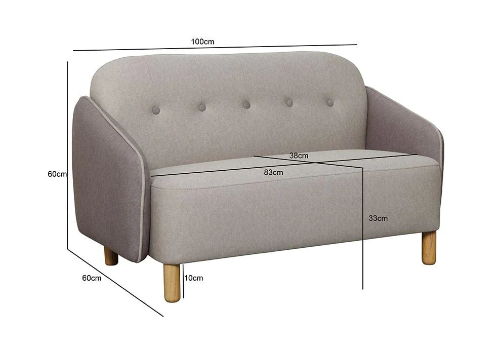 Pop 2 Seater Kids Sofa-Light Beige & Light Brown