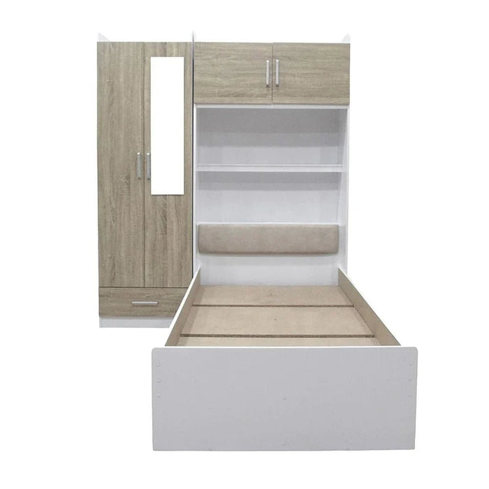 Murphy Sleep & Storage 90x200 Bed W/2Drawers Storage+2Door Ward+USB-White+Sonoma