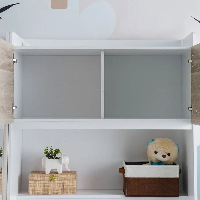 Murphy Sleep & Storage 90x200 Bed W/2Drawers Storage+2Door Ward+USB-White+Sonoma