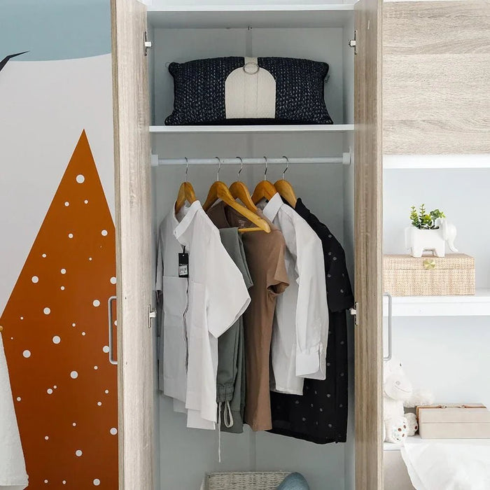 Murphy Sleep & Storage 90x200 Bed W/2Drawers Storage+2Door Ward+USB-White+Sonoma
