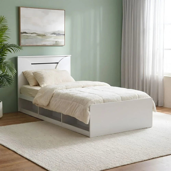 Beta 90x200 Bed with Built-In Side Storage - White - With 2-Year Warranty