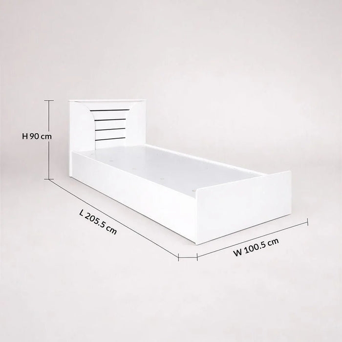 Beta 90x200 Bed with Built-In Side Storage - White - With 2-Year Warranty