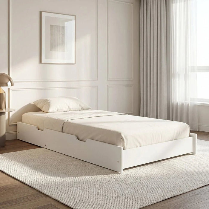 Gamerzone 90x190 Trundle Bed - White & Grey (Bed Sold Seperately) - With 2-Year Warranty