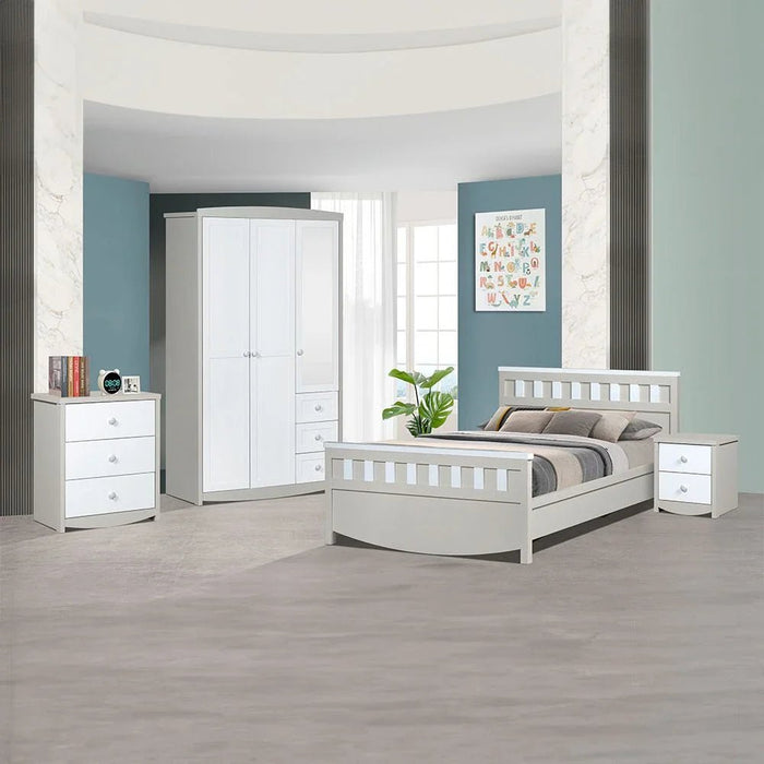 Hazel 90x200 Bed-Light Beige/White-With 2-Year Warranty