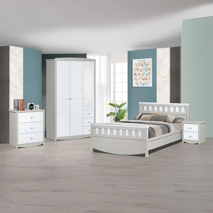 Hazel 90x200 Bed-Light Beige/White-With 2-Year Warranty