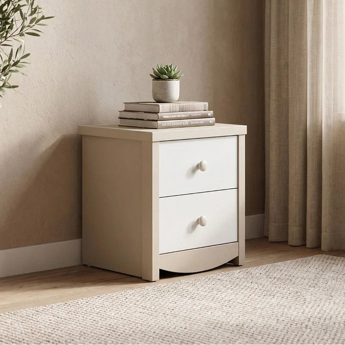 Hazel 2-Drawers Nighstand-Light Beige & White