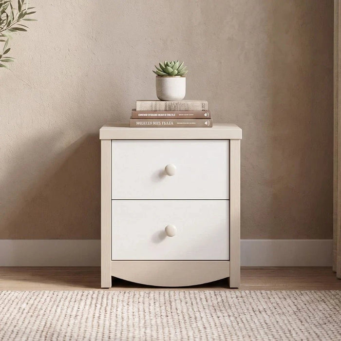 Hazel 2-Drawers Nighstand-Light Beige & White