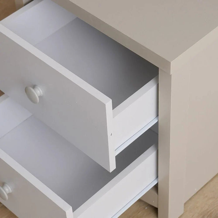Hazel 2-Drawers Nighstand-Light Beige & White