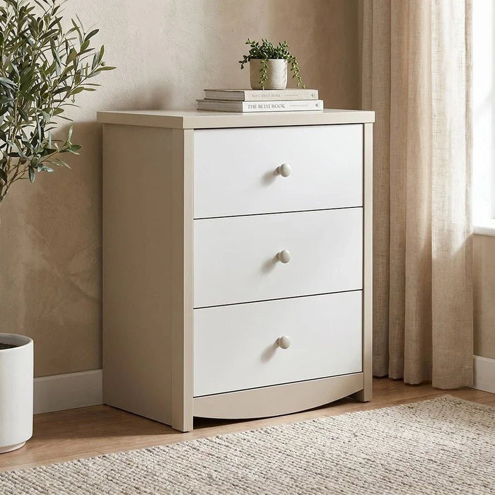 Hazel 3-Drawers Dresser-Light Beige & White
