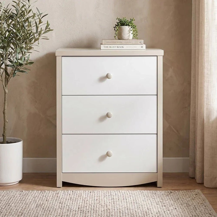 Hazel 3-Drawers Dresser-Light Beige & White