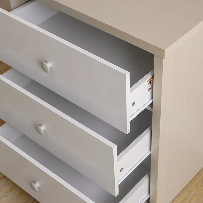 Hazel 3-Drawers Dresser-Light Beige & White