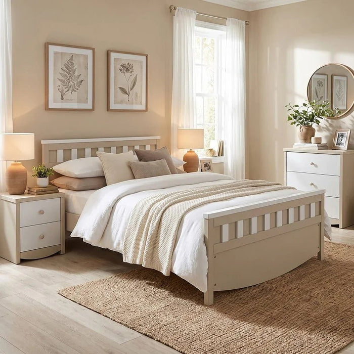 Hazel 3-Drawers Dresser-Light Beige & White