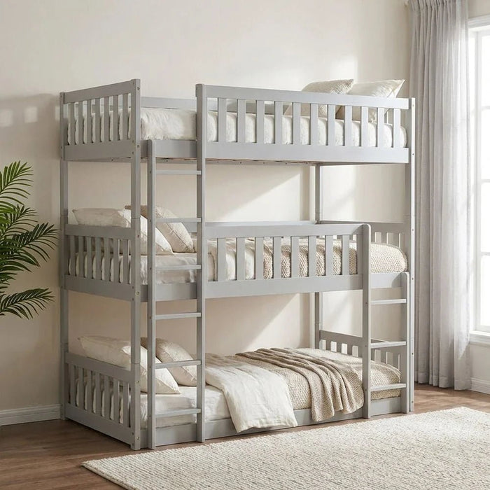 Derby Climber 90x200 Triple Bunk Bed-Grey