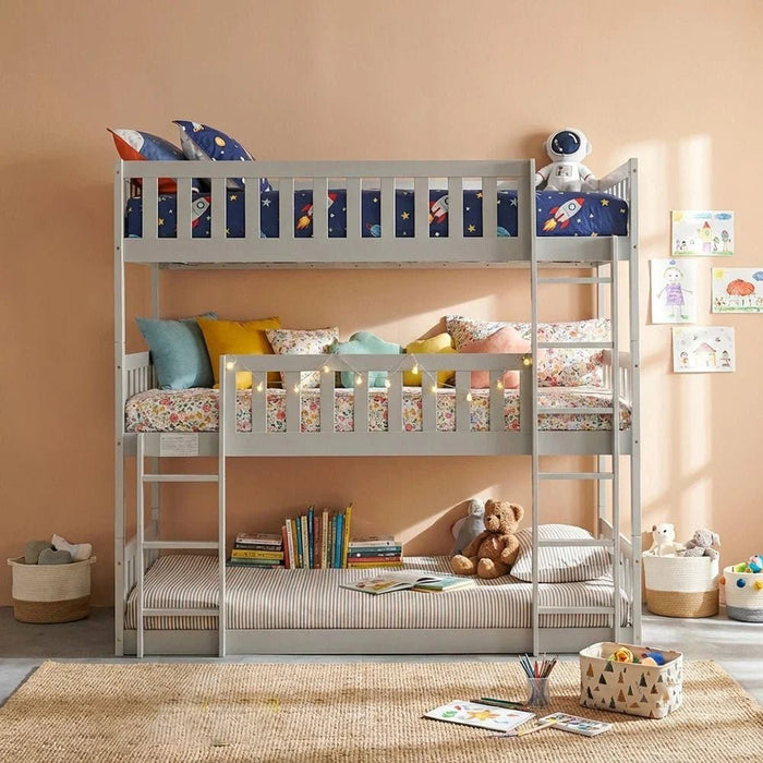 Derby Climber 90x200 Triple Bunk Bed-Grey