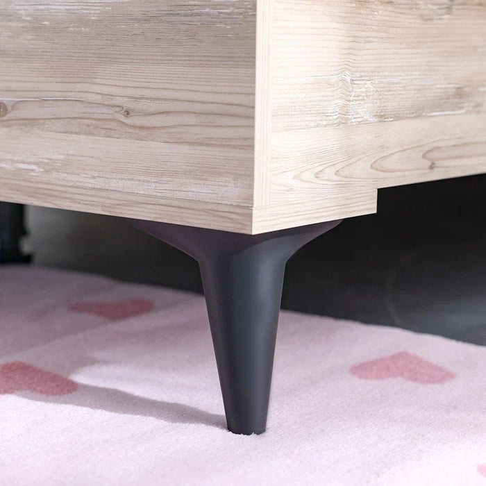 Bliss 120x200 Upholstered Bed with USB - Oak & Pink - With 5-Year Warranty