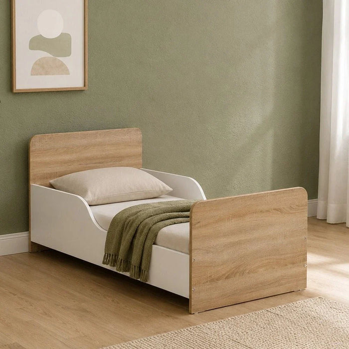 Kinder 70x130 Toddler Bed-White/Sonoma Oak-With 2-Year Warranty