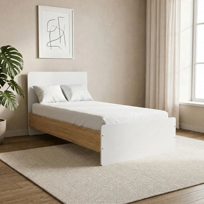 Kinder 90x200 Single Bed-White & Sonoma Oak-With 2-Year Warranty