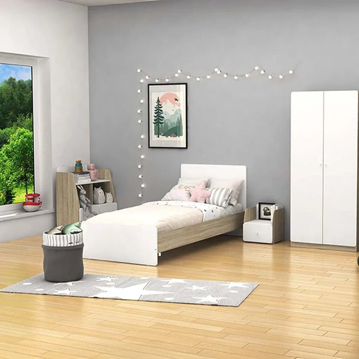 Kinder 90x200 Single Bed-White & Sonoma Oak-With 2-Year Warranty