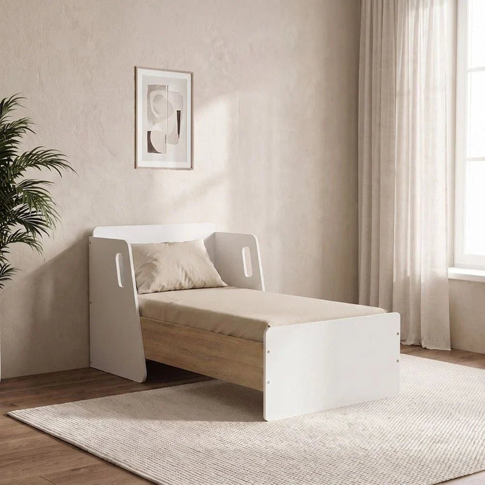 Kinder Guardian 70x130 Toddler Bed-White/Sonoma Oak-With 2-Year Warranty