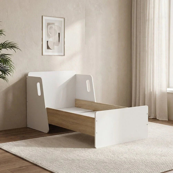 Kinder Guardian 70x130 Toddler Bed-White/Sonoma Oak-With 2-Year Warranty