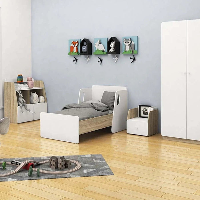 Kinder Guardian 70x130 Toddler Bed-White/Sonoma Oak-With 2-Year Warranty