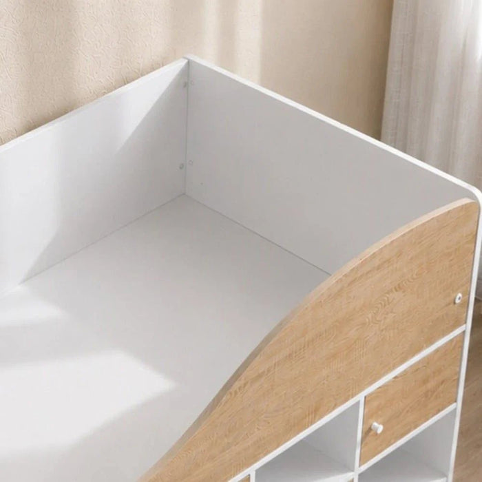 Kinder 90x190 Cabin Bed with Storage-White & Sonoma Oak-With 2-Year Warranty