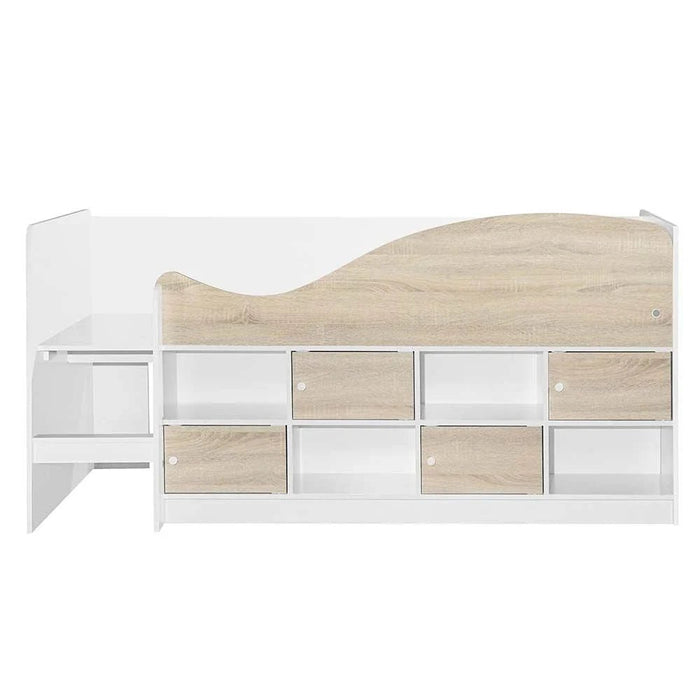 Kinder 90x190 Cabin Bed with Storage-White & Sonoma Oak-With 2-Year Warranty