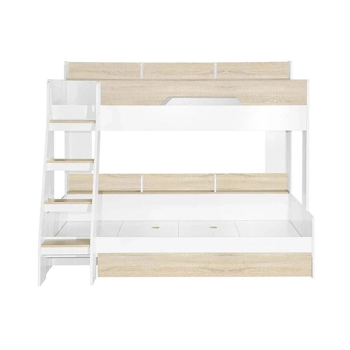 Kinder 90/120x200 Dual Size KidsÕ Bunk Bed with Drawer Storage-White & Sonoma Oak-With 2-Year Warranty
