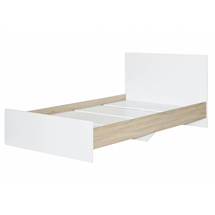 Kinder 120x200 Single Bed - White & Sonoma Oak - With 2-Year Warranty