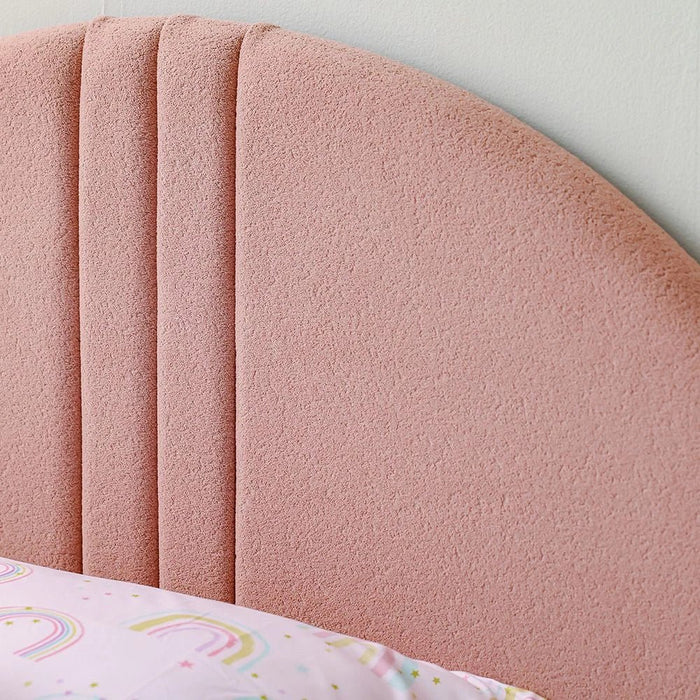 Zeta 120X200 Bed With Upholstered Headboard & Usb-Offwhite & Pink