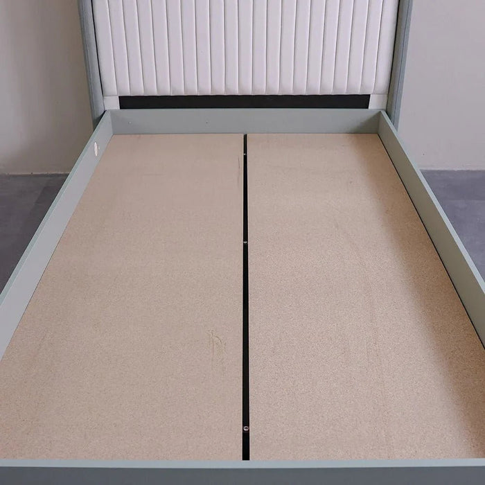Petra 120X200 Bed With Upholstered Headboard & Usb-White & Grey
