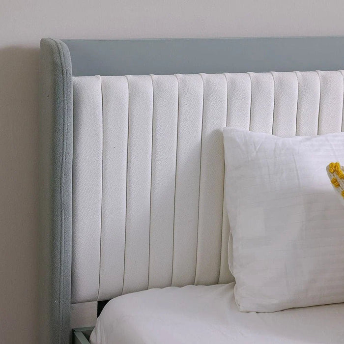 Petra 120X200 Bed With Upholstered Headboard & Usb-White & Grey