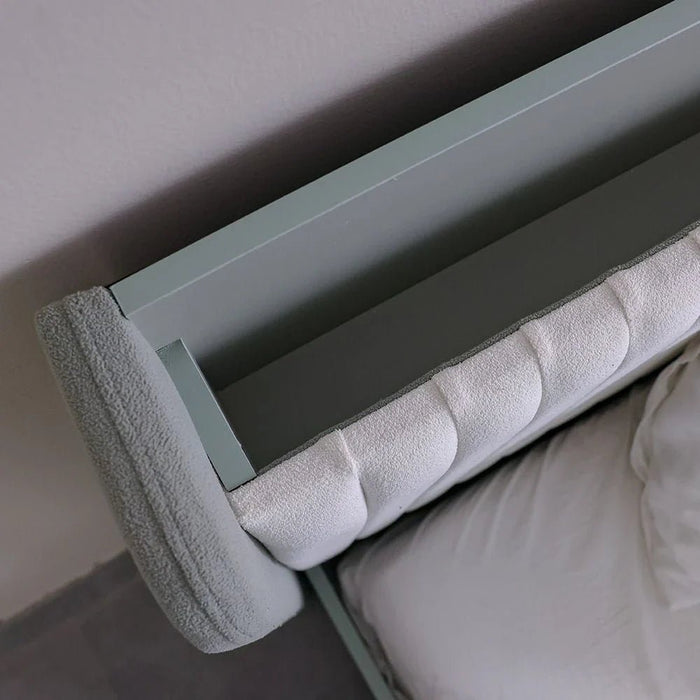 Petra 120X200 Bed With Upholstered Headboard & Usb-White & Grey