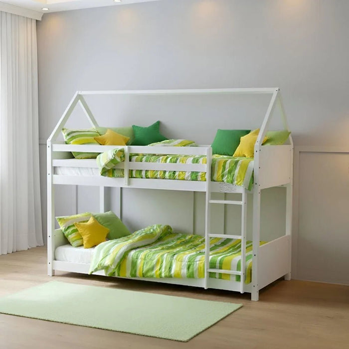 Derby House-V2 90x200 Solid Wood Bunk Bed-White