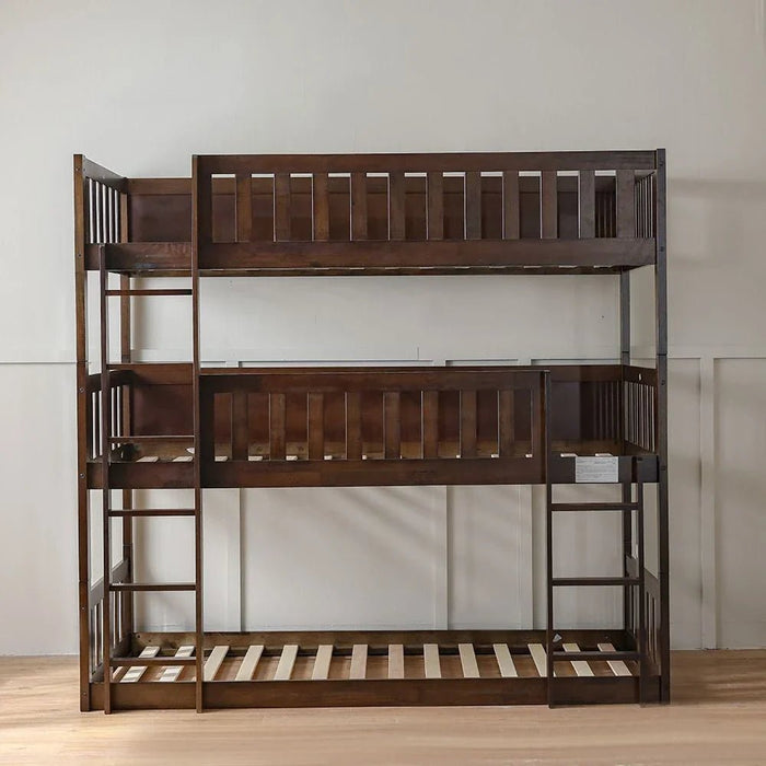 Derby Climber-V2 90x200 Solid Wood Triple Bunk Bed-Espresso