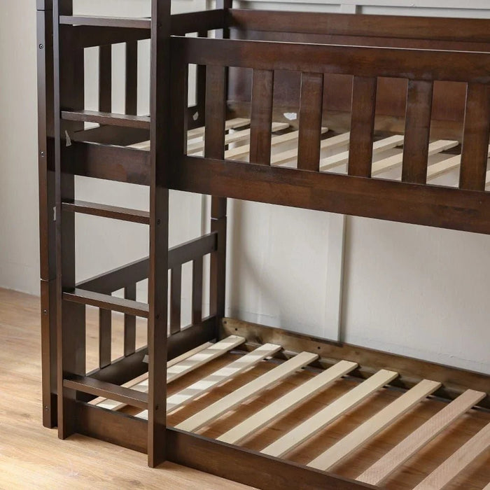 Derby Climber-V2 90x200 Solid Wood Triple Bunk Bed-Espresso
