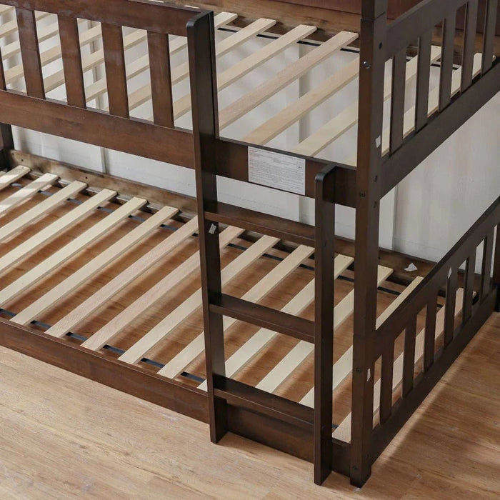 Derby Climber-V2 90x200 Solid Wood Triple Bunk Bed-Espresso