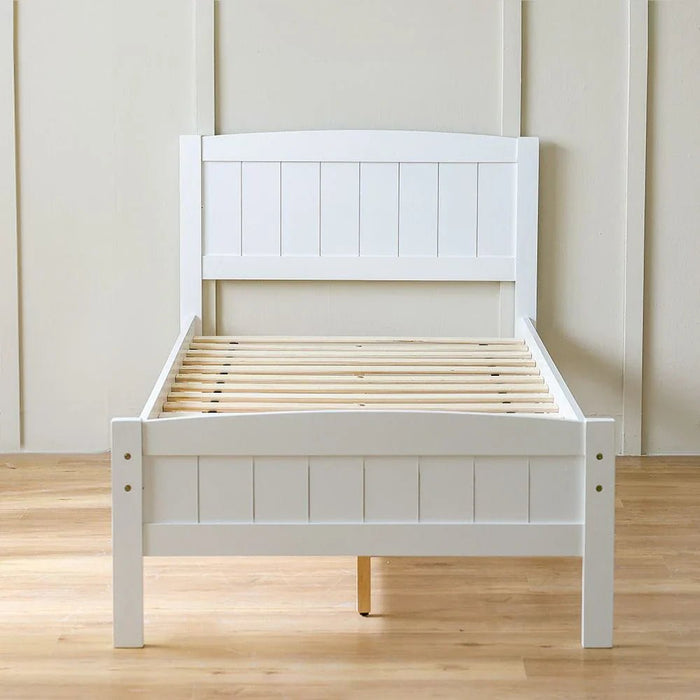 Derby Haven 90x200 Solid Wood Single Bed - White - With 2-Year Warranty