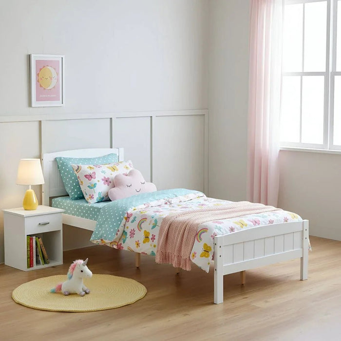 Derby Haven 90x200 Solid Wood Single Bed - White - With 2-Year Warranty