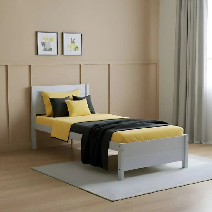 Derby Delight 90x200 Solid Wood Single Bed-Grey